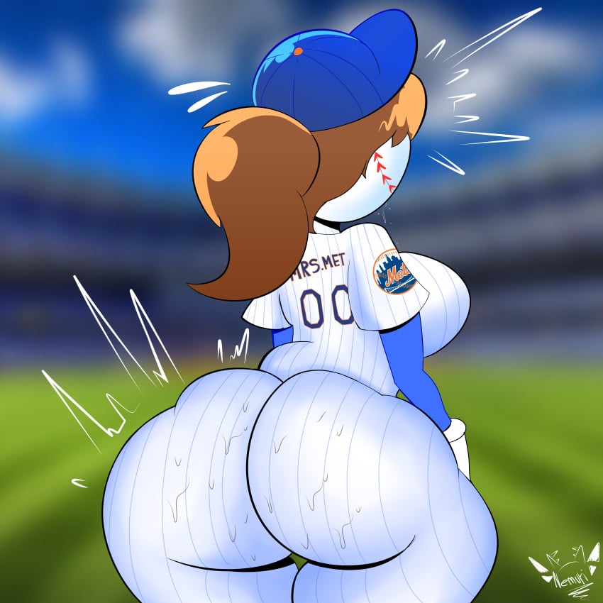 1girls ass ass_grab baseball big_ass big_butt female female_only mascot mlb mrs._met nemuri18 new_york_mets sweaty_butt