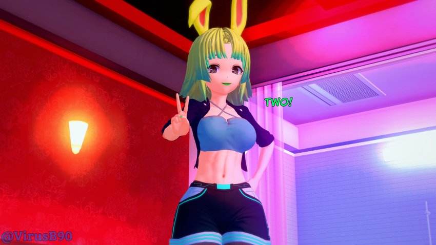 1girls 3d ass_expansion big_ass big_nipples big_thighs breast_expansion bunny_ears bunny_girl curvy female futanari green_lipstick huge_breasts huge_cock hyper hyper_breasts koikatsu large_breasts large_thighs oc one_girl original_character penis_growth solo tagme virusb90