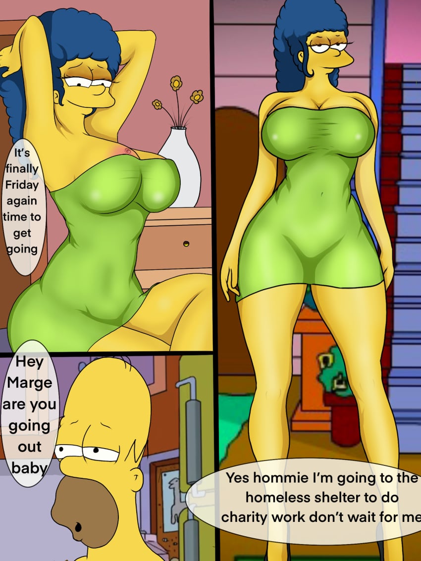 ass_grab blue_body cheating cheating_wife comic_page female homer_simpson marge_simpson phuntoons7 sharing the_simpsons thick_thighs yellow_body