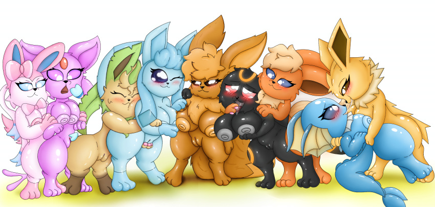 absurd_res all_nine_eeveelutions anthro ass big_breasts breasts eevee eeveelution espeon female female_only flareon furry girls glaceon horny jolteon leafeon lesbian_sex pokemon pokemon_(species) pussy self_upload sex sylveon umbreon vaporeon yuri