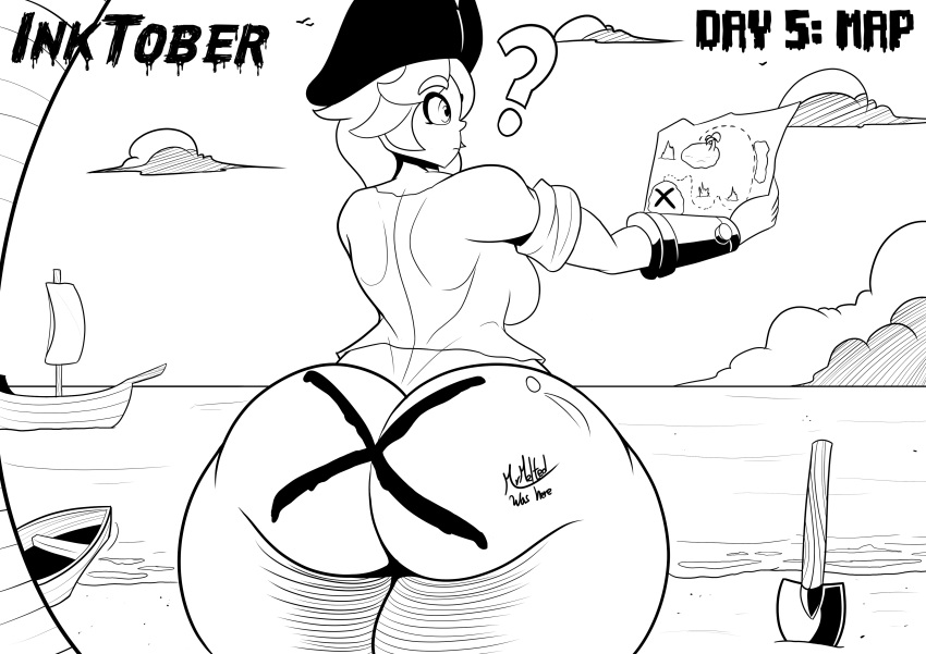 1girls ass big_ass body_writing bottom_heavy bottomless bubble_butt confused confusion dat_ass dumptruck_ass fat_ass female female_only hat huge_ass inktober island large_ass map massive_ass meta_runner mrmelted smg4 solo tari_(smg4) thick_ass thick_thighs treasure_map wide_hips