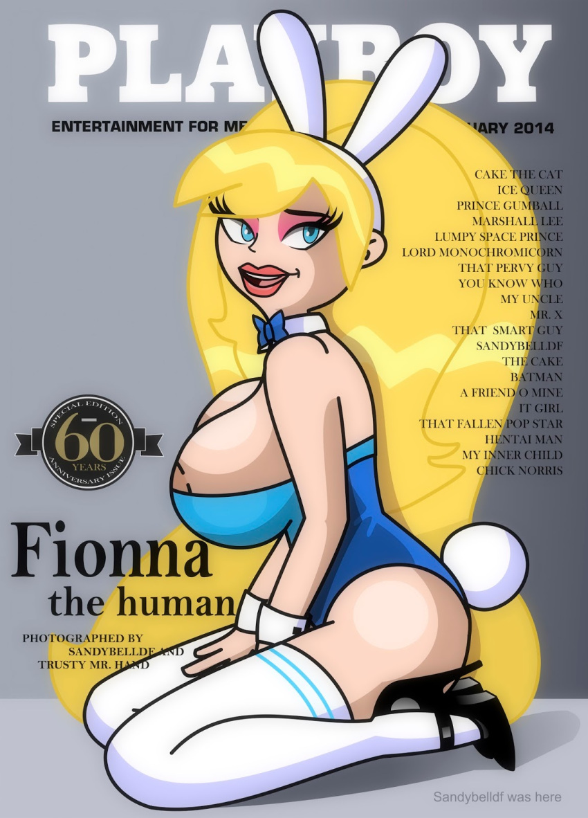 adventure_time bunnysuit female fionna_the_human_girl high_heels huge_ass huge_breasts leotard magazine magazine_cover sandybelldf thick_lips thick_thighs wide_hips