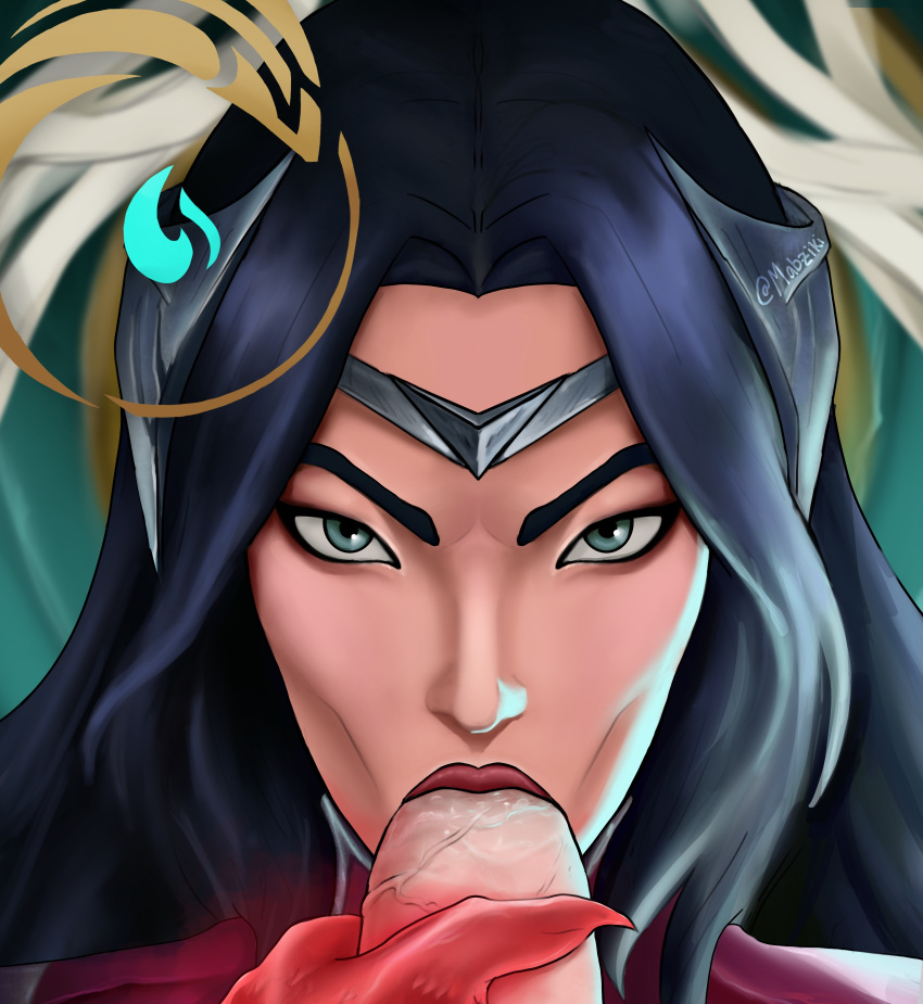 angry_face blowjob female icon ionian irelia_xan jericho_swain league_of_legends mabziki slobber slobber_on_penis