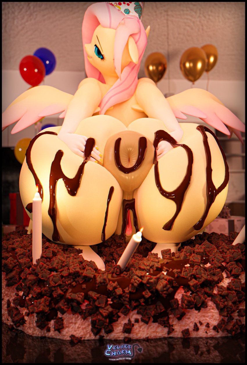 1girls absurd_res anthro anus ass balloon big_anus birthday birthday_cake birthday_candle birthday_hat bubble_butt cake cake_sitting candy chocolate curvy_figure dessert equid equine female fluttergoth fluttershy_(mlp) food food_play friendship_is_magic gradient_body gradient_wings hair_on_head hasbro hi_res icing inflatable kitchen mammal my_little_pony oreo oreo_cookie oreos pegasus puffy_anus sitting_on_cake solo spread_butt spread_wings spreading thick_thighs velvet_charm voluptuous wings writing_on_butt