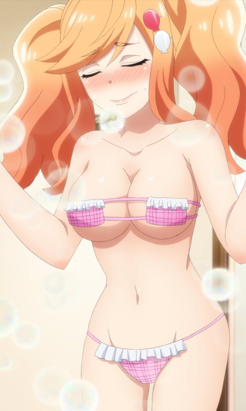 bikini blush female female_only official_art orange_hair saki_chan_(tejina_senpai) screencap solo tejina_senpai twintails