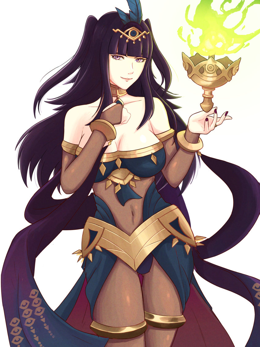 1girls absurdres alternate_costume black_hair black_nails bodystocking bracelet breasts cape cleavage female female_only fire_emblem fire_emblem_awakening fire_emblem_heroes highres jewelry large_breasts long_hair looking_at_viewer more_at_source navel necklace nintendo official_alternate_costume pantyhose plegian purple_eyes sash skin_tight solo tharja_(fire_emblem) tharja_(plegian)_(fire_emblem) torch truejekart twintails