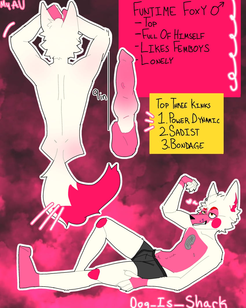 1boy absurd_res anthro dogisshark five_nights_at_freddy's five_nights_at_freddy's:_sister_location foxy_(fnaf) funtime funtime_foxy_(fnaf) funtime_foxy_(fnafsl) gay hi_res knot lgbt_pride male male_only model_sheet scottgames sister_location solo