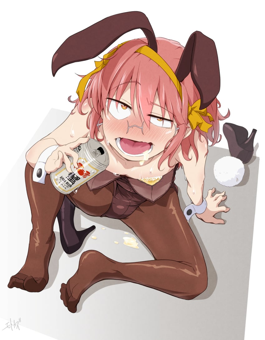 1girls bunnysuit drunk feet funny_face kobayashi miss_kobayashi's_dragon_maid motokazu95 pantyhose unworn_shoes