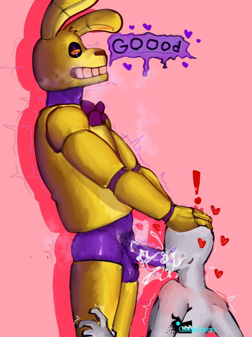 2boys anthro cheekycreepy cum ejaculation five_nights_at_freddy's five_nights_at_freddy's_3 fnaf gay hi_res humanoid looking_at_another looking_pleasured male male/male male_only male_penetrating nude oral_sex partially_clothed penetration purple_body purple_skin sex springtrap springtrap_(fnaf) sweat william_afton