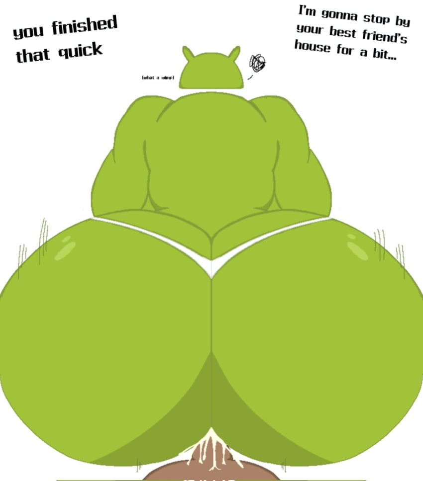 1female anal anal_sex android_(os) ass ass_cleavage big_ass big_butt bubble_ass bubble_butt bugdroid butt_crack offscreen_male penis sex text unseen_character unseen_male_face videogamedunky