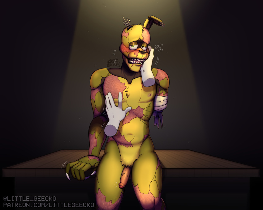 2boys abs all_fours animatronic anthro areola bald balls bandage barefoot black_nose blush blushed bodily_fluids brown_nose claws closed_eyes dialogue duo english_text eyeless faceless_character faceless_male five_nights_at_freddy's fnaf freddy_fazbear's_pizzeria_simulator fur furry gay genitals green_body green_eyes green_hair green_skin grey_skin hair hand_on_leg heart human humanoid humanoid_genitalia humanoid_on_anthro humanoid_penis imminent_sex lagomorph leporid light littlegeecko long_ears looking_at_another machine male male/male male_only mammal motion_lines multicolored_body naked naked_male navel nervous night_guard_(fnaf) nipples notched_ear nude on_back on_ground on_top one_eye_half-closed open_mouth pawpads pecs penis penis_grab penis_out pervert presenting presenting_balls presenting_penis pubes rabbit raised_leg robot scar scars scraptrap sharp_teeth short_hair skinny speech_bubble submissive submissive_male sweat teeth testicles text thick_thighs toe_claws tongue torn_arm torn_body torn_face torn_leg torn_skin vein veiny_penis video_games william_afton yellow_body