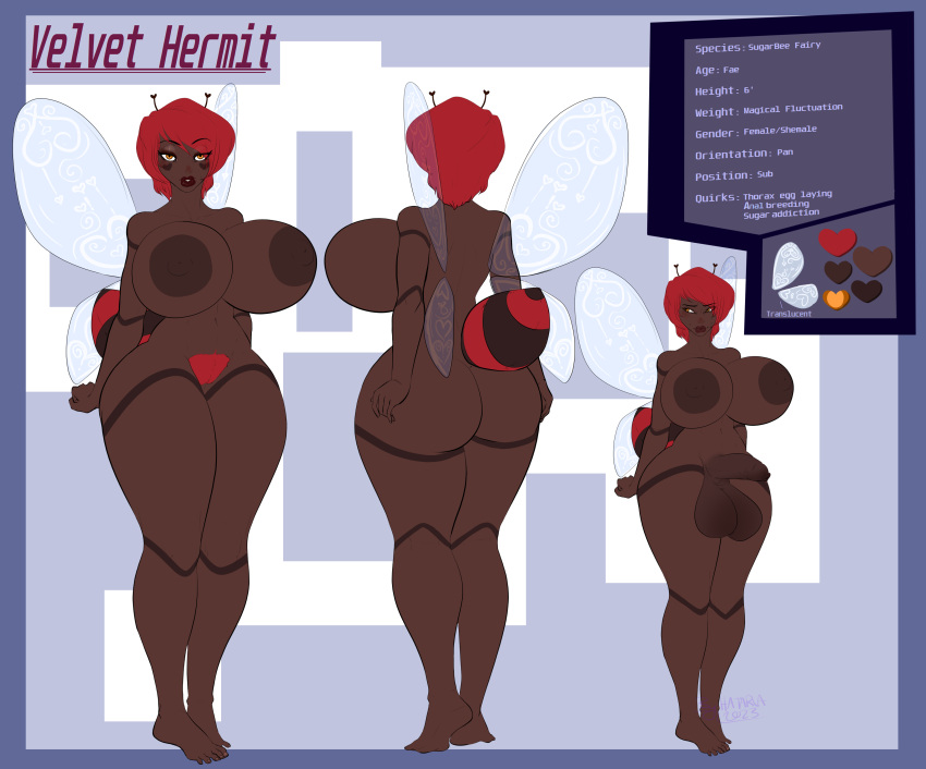 1futa 1girls absurd_res antennae_(anatomy) areola balls big_areola big_breasts big_penis breasts brown_areola brown_nipples dark-skinned_futanari dark_body dark_penis dark_skin erection fairy female foreskin fur futanari genitals gynomorph hair hatarla heart hi_res huge_balls huge_breasts humanoid humanoid_genitalia humanoid_penis insect_wings intersex lips model_sheet nipples nude orange_eyes oversized_balls penis pubes red_body red_fur red_hair red_pubes smooth_balls solo standing sugarbee_fairy thick_lips thick_thighs uncut unretracted_foreskin velvet_hermit wide_hips wings