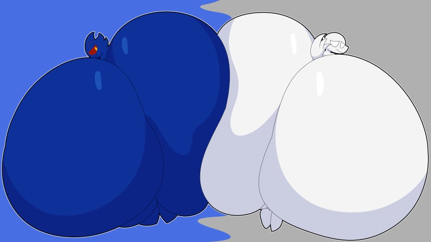 2boys anthro ass ass_to_ass big_ass blue_body bubble_butt colossal_ass cyan_(cyandrive98) cyandrive98 enormous_ass gigantic_ass huge_ass hyper_ass large_ass looking_back loop_(cyandrive98) male massive_ass thick_thighs white_body wide_hips