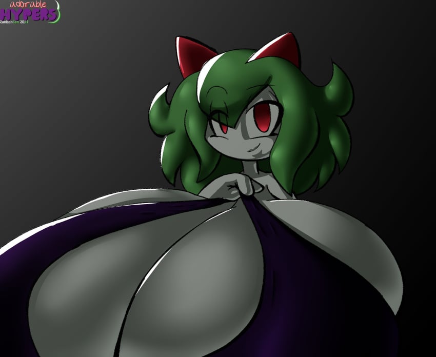 big_breasts breasts emillie_(zanbonsen) huge_breasts kirlia pokémon_(species) pokemon pokemon_(species) zanbonsen