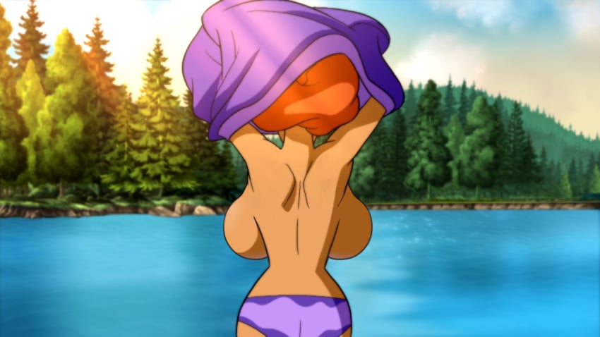 1girls 2d accurate_art_style alternate_breast_size armpits arms_above_head back back_view backboob background behind_view big_breasts bikini bikini_bottom breasts camp_scare daphne_blake edit edited edited_screencap faceless_male female forest huge_breasts lake lakeside large_breasts orange_hair public_topless purple_sweater red_hair scooby-doo scooby-doo!_camp_scare screencap screenshot screenshot_edit self_upload shoulder_blades sideboob stripping taking_clothes_off thin_waist topless topless_female trees undressing undressing_self unseen_female_face yetig