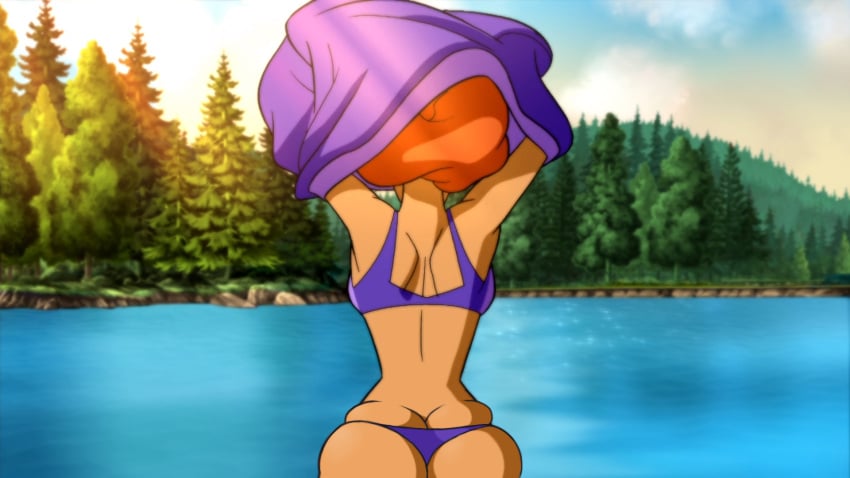 1female 1girls 2d accurate_art_style alternate_ass_size armpits arms_above_head ass back back_view background behind_view big_ass big_butt bikini bikini_bottom bikini_top butt_crack camp_scare clothes_too_small clothing_too_small daphne_blake edit edited edited_screencap female forest lake large_ass orange_hair purple_sweater red_hair scooby-doo scooby-doo!_camp_scare screencap screenshot screenshot_edit self_upload shoulder_blades skindentation stripping taking_clothes_off thin_waist undressing yetig