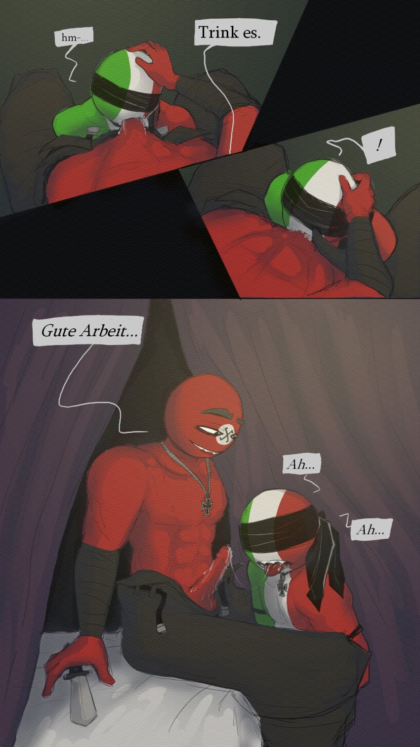 bdsm_gear blindfold blowjob countryhumans fascist_italy_(countryhumans) gay gay_blowjob nazi_germany_(countryhumans) red_body stickman third_reich_(countryhumans)