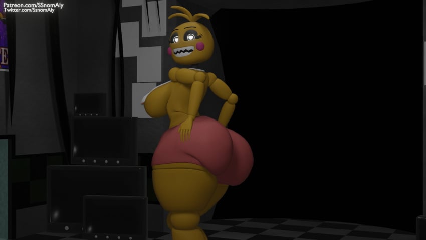 animatronic big_ass big_butt five_nights_at_freddy's fnaf robot robot_girl ssnomaly toy_chica_(fnaf)