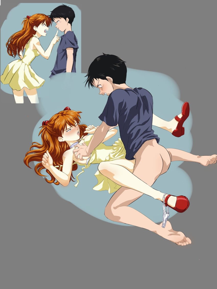 1boy 1girls amondetauro angry_sex ass asuka_langley_sohryu barefoot bitch_taught_a_lesson breast_grab breasts choker dress feet forced highres instant_loss instant_loss_2koma mary_janes medium_breasts neon_genesis_evangelion on_model one_eye_closed open_mouth orange_hair questionable_consent rape raped_female raped_girl red_footwear revenge_rape sex shinji_ikari spread_legs straight submissive_female sundress teenage_girl teenager teeth toes tongue tongue_out yellow_dress