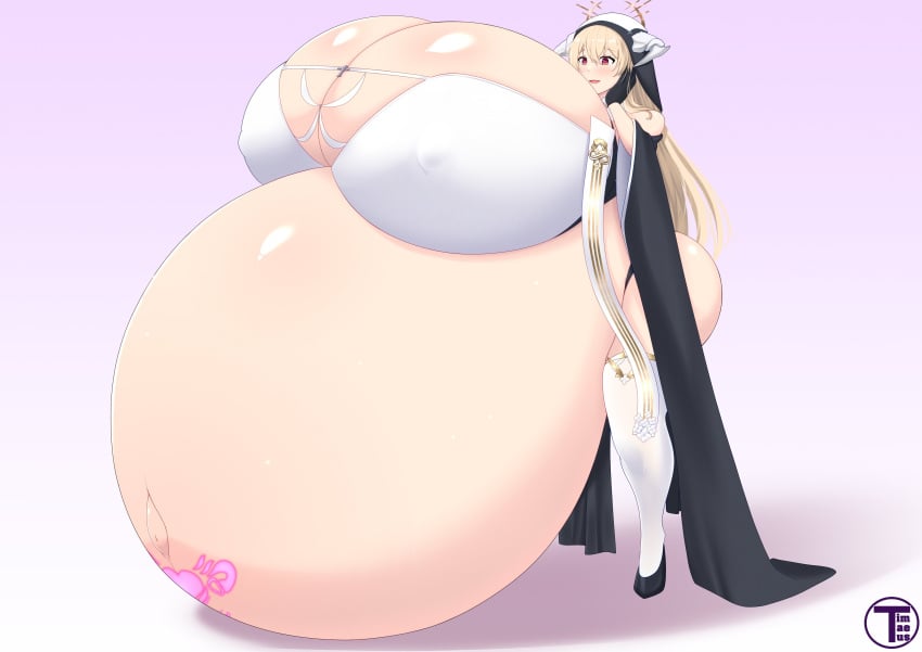 1girls alternate_breast_size alternate_version_available artist_name ass azur_lane belly belly_bigger_than_body belly_bigger_than_head belly_tattoo bloated_belly blonde_hair breasts breasts_bigger_than_head breasts_bigger_than_torso breasts_on_belly female female_focus gigantic_belly gigantic_breasts heart-shaped_pupils horns hyper hyper_belly hyper_breasts hyper_pregnancy implacable_(azur_lane) long_hair nipple_bulge nun nun's_habit nun_outfit pregnant pregnant_female ready_to_pop red_eyes round_belly simple_background standing stomach_tattoo thick_thighs thighhighs thighs timaeus