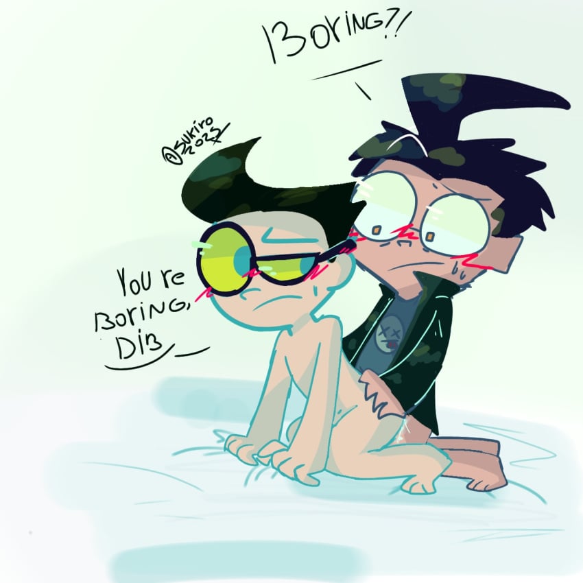 black_hair blush cartoon_network dib_membrane gay male/male nergal_junior