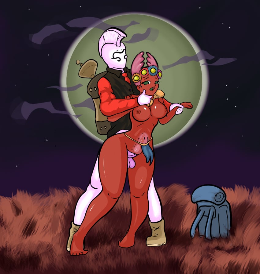 1boy1girl big_ass big_butt cute_face cute_girl dark-skinned_female dark_skin floran floran_(starbound) holding_face holding_hand huge_ass light-skinned_male light_skin novakid open_mouth outdoor outdoor_sex pink_hair rape sex_from_behind space space_background standing standing_sex starbound unexpected