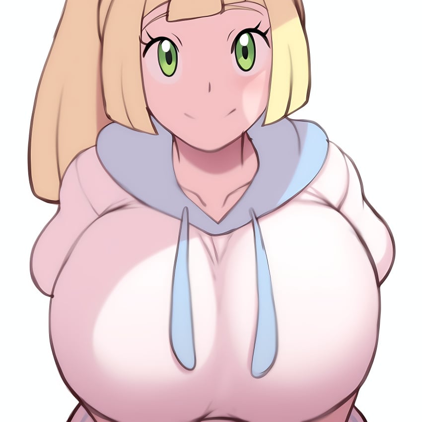 ai_generated alternate_breast_size blonde_hair breast_focus breasts close-up female large_breasts lillie_(pokemon) mullon novelai pokemon pokemon_(anime) pokemon_(game) pokemon_sm solo solo_focus top_heavy