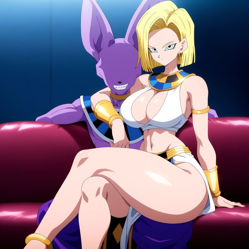 ai ai_generated android_18 beerus bills dragon_ball dragon_ball_super dragon_ball_z female