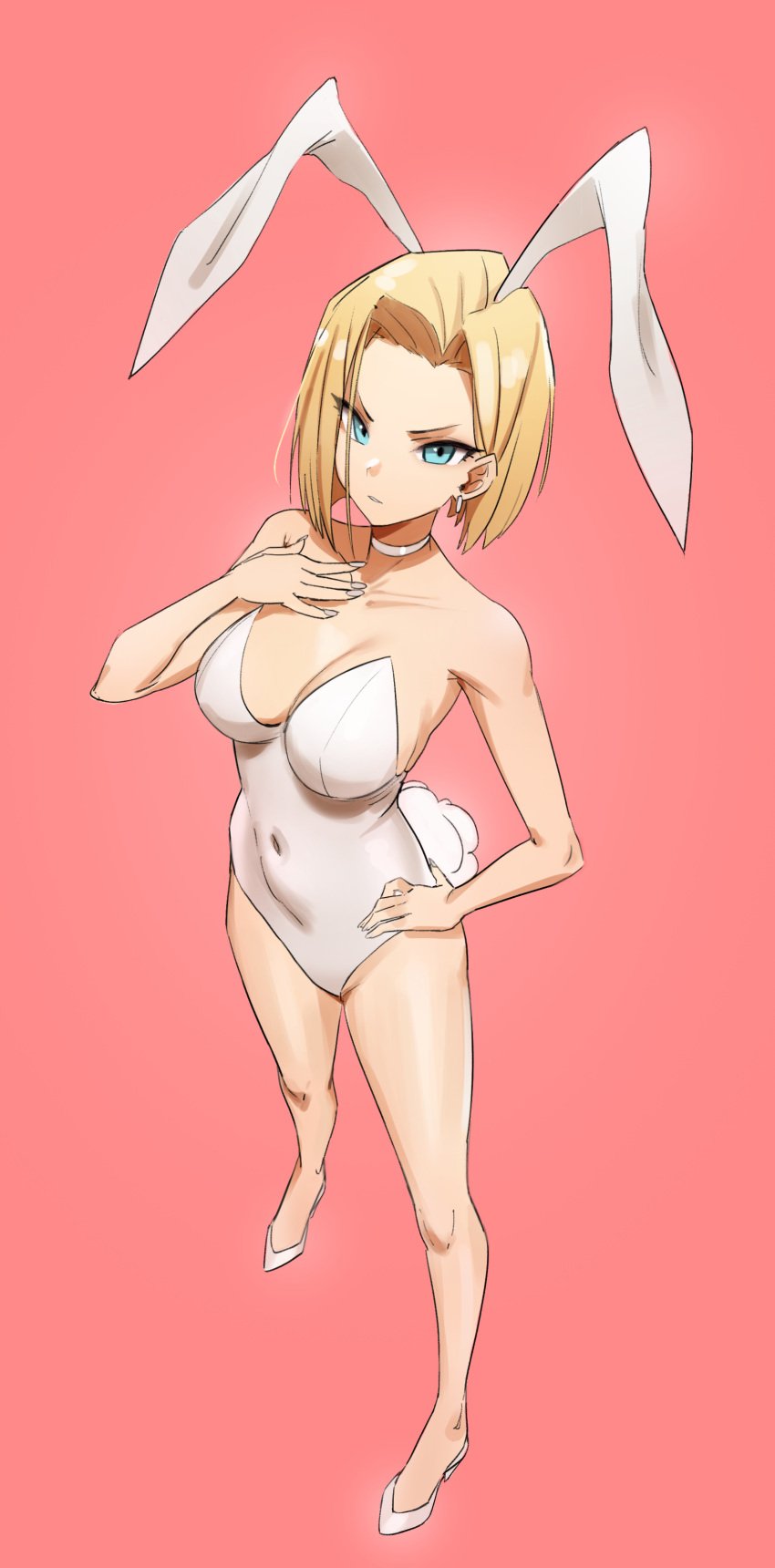 1girls absurd_res absurdres adult adult_female android_18 ankles areola_bulge bare_arms bare_calves bare_chest bare_hands bare_hips bare_knees bare_legs bare_shoulders bare_skin bare_thighs belly belly_button blonde_eyebrows blonde_female blonde_hair blonde_hair blonde_hair_female blue_eyes blue_eyes_female breasts bunny_ears bunny_tail bunnygirl bunnygirl_outfit bunnysuit busty busty_female busty_girl calves choker cleavage collarbone curvaceous curvaceous_body curvaceous_female curvaceous_figure curvaceous_hips curvy curvy_body curvy_female curvy_figure curvy_hips dot_nose dragon_ball dragon_ball_super dragon_ball_z ear_piercing earrings elbows exposed_arms exposed_chest exposed_hips exposed_legs exposed_shoulders exposed_skin exposed_thighs fair_skin feet female female_focus female_only fingers footwear frown frown_eyebrows frowning frowning_at_viewer full_body hand_on_chest hand_on_hip hand_on_own_chest hand_on_own_hip hand_on_own_waist hand_on_waist high_heels high_resolution highres kiritzugu knees large_breasts lean_body lean_figure legs leotard light-skined_female light-skinned light-skinned_female light_skin light_skin_female light_skinned light_skinned_female looking_at_viewer looking_up looking_up_at_viewer mature mature_female medium_hair midriff narrow_waist navel nipple_bulge parted_bangs pierced_ear red_background shoes shoulders simple_background slender_body slender_waist slim_girl slim_waist smooth_skin solo standing thick_thighs thighs thin_waist topwear v-line white_bunny_ears white_bunnysuit white_choker white_footwear white_high_heels white_leotard white_shoes white_topwear wide_hips yellow_eyebrows yellow_hair yellow_hair_female