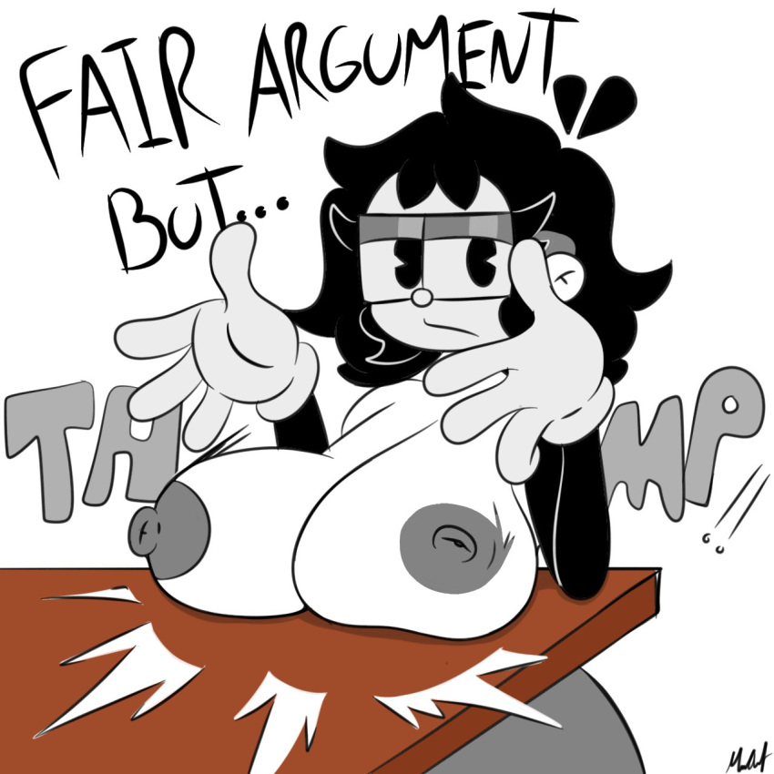 black_body black_hair boob_drop breasts cartoony fair_argument_(meme) fair_argument_but… female female_only loquendero loquendo loquendo_youtuber marlon marlon_(character) marlontoon marlonxd nipples nipples_outside rubberhose rule_63 white_gloves white_skin younger_female youtube_hispanic youtuber