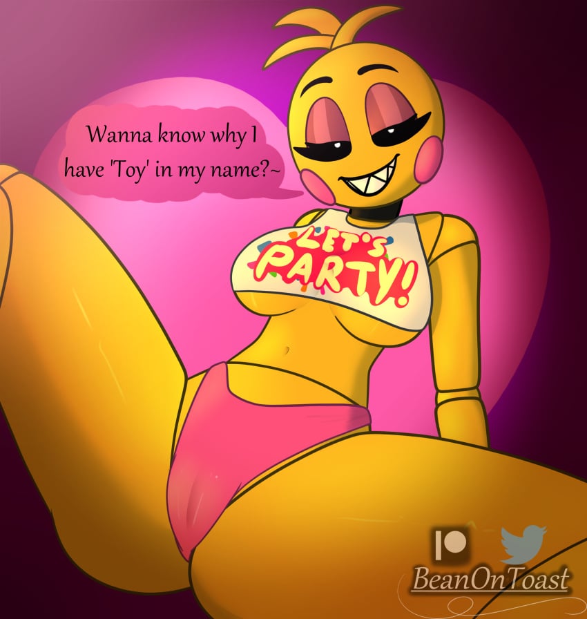 2d 2d_(artwork) alternate_version_available animatronic animatronic_female anthro anthro_only anthrofied artist_name artist_signature ass avian avian_humanoid beanontoast bedroom_eyes bib big_ass big_breasts big_butt black_sclera bottom_heavy bottomwear breasts butt cameltoe closed_mouth clothed clothing covered_breasts curvaceous curvy curvy_female curvy_figure dialogue digital_drawing_(artwork) digital_media_(artwork) english_text eyebrows eyelashes eyeshadow female female_only fit fit_female five_nights_at_freddy's five_nights_at_freddy's_2 glistening glistening_body grin grinning half-closed_eyes heart heart_background hi_res hips hourglass_figure huge_butt huge_cock humanoid large_thighs legs_apart legs_spread looking_at_viewer makeup mostly_nude naked_female narrowed_eyes navel no_bra nude nude_female panties partially_clothed patreon_logo pink_background pink_panties pointy_teeth presenting presenting_pussy pussy pussy_visible_through_clothes pussy_visible_through_panties raised_eyebrows revealing_clothes robot robot_girl robot_joints rosy_cheeks seductive seductive_look seductive_smile sharp_teeth shiny_skin slim_waist smile smiling spread_legs talking_to_viewer teeth teeth_showing text thick_thighs thighs thin_waist topless toy_chica_(fnaf) twitter_logo watermark white_pupils wide_hips yellow_body yellow_body1girls