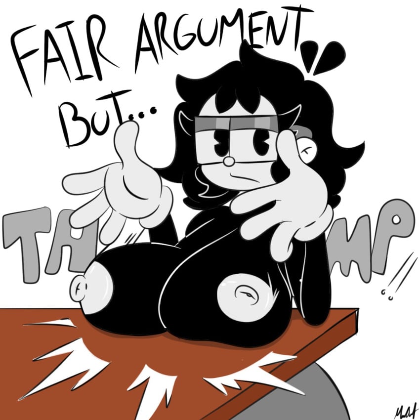 black_body black_hair boob_drop breasts cartoony fair_argument_(meme) fair_argument_but… female female_only loquendero loquendo loquendo_youtuber marlon marlon_(character) marlontoon marlonxd nipples rubberhose rule_63 white_gloves younger_female youtube_hispanic youtuber