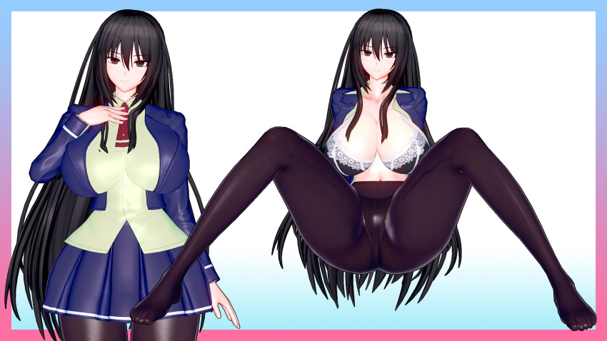 black_eyes black_hair breasts breasts busou_shoujo_machiavellism huge_breasts kirukiru_amou