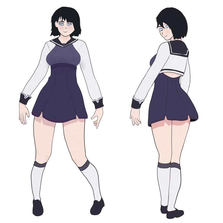 1girls aurel_cham character_profile character_sheet cute female female_only oc original original_artwork original_character school_uniform schoolgirl skirt solo suit white_background