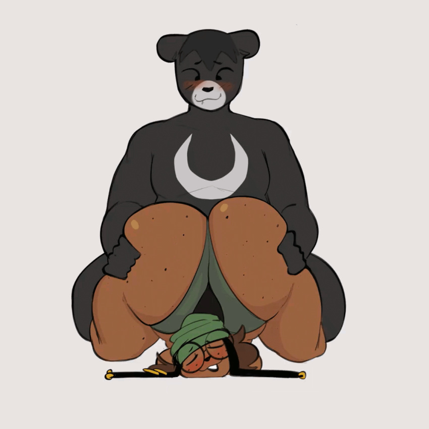 animated ass_massage big_ass black_fur blush brown_fur bubble_butt butt_massage front_view furry huge_ass peta_petaa soup_(peta_petaa) thick_thighs wide_hips