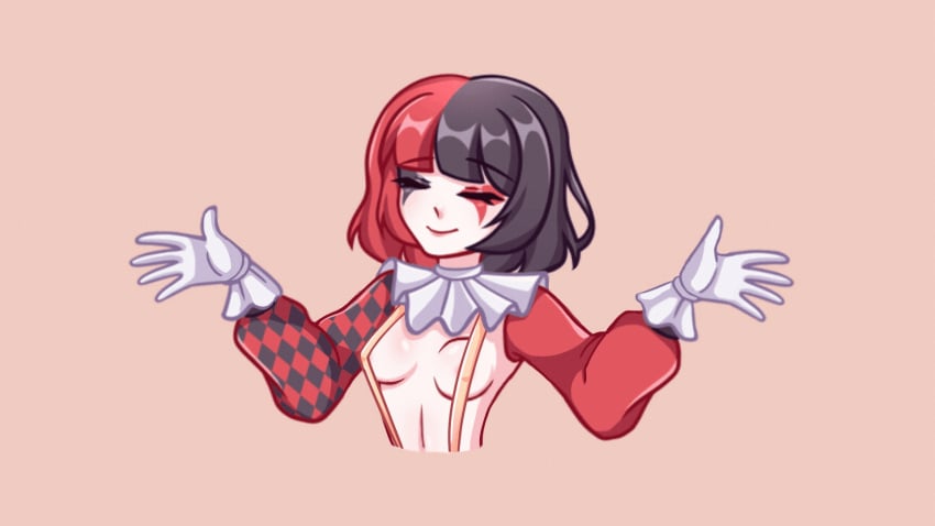 1girls animated breasts clown clown_girl clown_makeup gif maf maf_sticker_vk red_and_black_hair smile smiling sticker stickers stickers_vk vk_stickers vkontakte