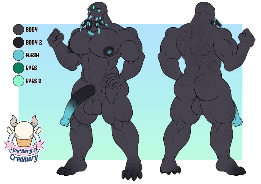 1ceberg absurd_res animal_genitalia animal_penis anthro balls big_pecs equine_genitalia equine_penis erection genitals hi_res male male_only model_sheet muscular muscular_male nipples nude pecs penis solo standing tentacle