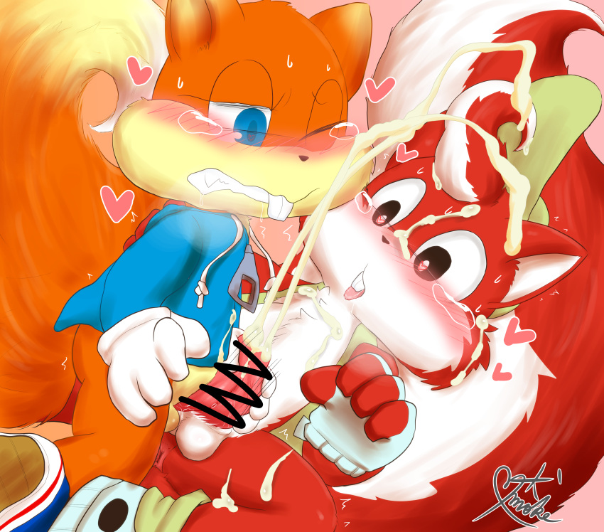 2boys absurd_res anthro balls bodily_fluids buckteeth conker conker's_bad_fur_day crossover cum duo eed_fur erection frottage gay genital_fluids genitals hi_res male male/male male_only mammal mr._nutz mr._nutz_(game) namoke orgasm penis rareware rodent sciurid sex tapering_penis teeth tree_squirrel video_games yaoi