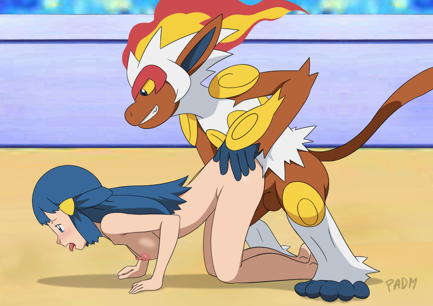 accurate_art_style all_fours bent_over dawn_(pokemon) doggy_style from_behind infernape interspecies padm pokemon pokemon_(species) pokephilia primate vaginal_penetration