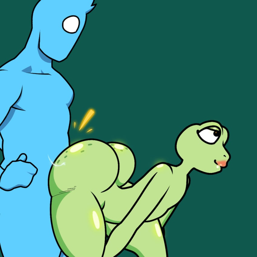 1:1 amphibian amphibian_humanoid anal anal_orgasm anal_sex animal_humanoid animated anthro ass balls big_balls big_butt big_muscles big_penis blue_body blue_hair blue_skin bodily_fluids cum cum_in_ass cum_inside deep_penetration duo flirting freckles freckles_on_butt freckles_on_thighs frog frog_humanoid genital_fluids genitals girly green_body green_skin hair hi_res hidrobandis huge_balls huge_butt huge_cock huge_eyes human humanoid hybrid lips lipstick looking_at_another looking_at_partner looking_back looking_confused looking_pleasured looking_up makeup male male/male mammal mouthless muscular no_pupils noseless nude papriko paps_(papriko) penetration penis sex short_playtime slime teasing text thick_lips thick_thighs white_eyes wide_hips