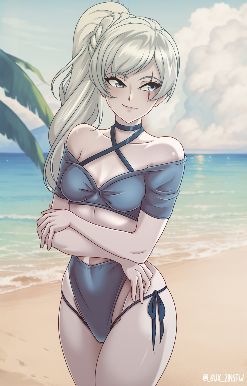 beach beach_clothes leux_21 rwby weiss_schnee