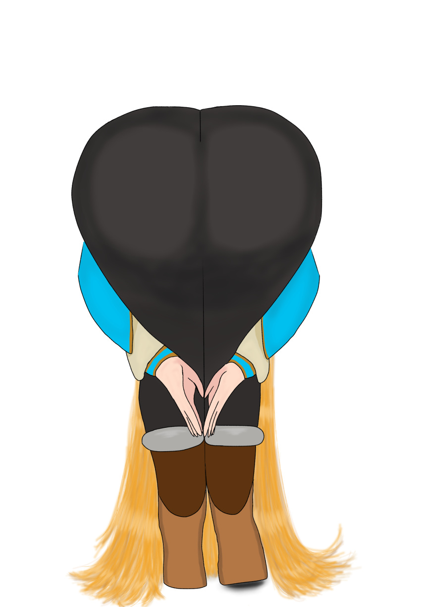 1girl 1girls amen_pose ass back_view bending_over bent_over black_legwear black_tights blonde_hair boots breath_of_the_wild cherrypicker dat_ass fat_ass hair_on_floor human large_ass leggings long_hair nintendo pawg praise_da_booty_(meme) princess_zelda self_upload textless_version the_legend_of_zelda thick_ass thick_thighs very_long_hair white_background zelda_(breath_of_the_wild)