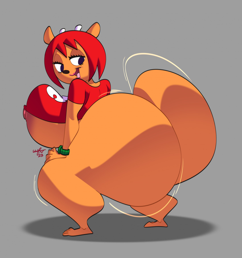 1girls anthro ass big_ass big_breasts boris_grim bottomless breasts clothing fat female female_focus female_only furry hips lamb lammy_lamb large_ass large_breasts looking_at_ass looking_back nipple_slip nipples orange_fur parappa_the_rapper playstation red_hair short_shirt small_shirt sony_interactive_entertainment thick_thighs thighs twerk twerking um_jammer_lammy watch wide_hips wristwatch wristwear