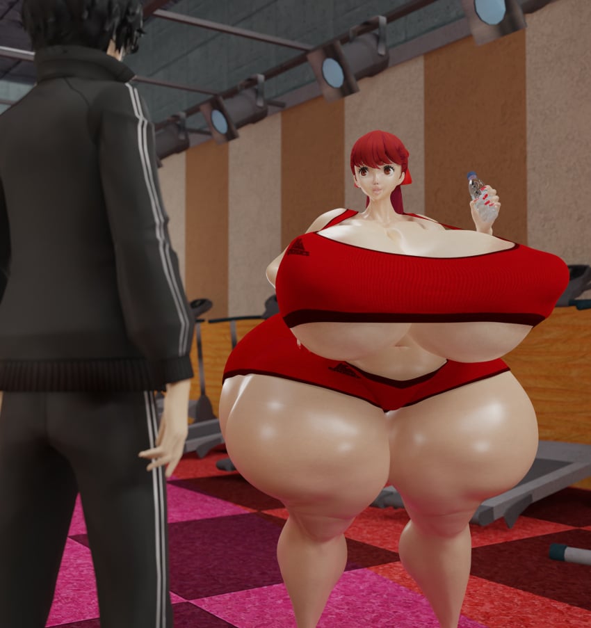 1boy 1girls 3d 3d_(artwork) alternate_ass_size alternate_breast_size big_ass big_breasts bimbo bottom_heavy bubble_ass bubble_butt busty curvy female female_only high_resolution highres huge_ass huge_breasts hyper kasumi_yoshizawa large_ass large_breasts light-skinned_female light_skin long_hair looking_at_another massive_ass massive_breasts massive_butt part_of_a_set persona persona_5 persona_5_royal ponytail red_hair standing sumire_yoshizawa thick_thighs thighs top_heavy xtrofaq