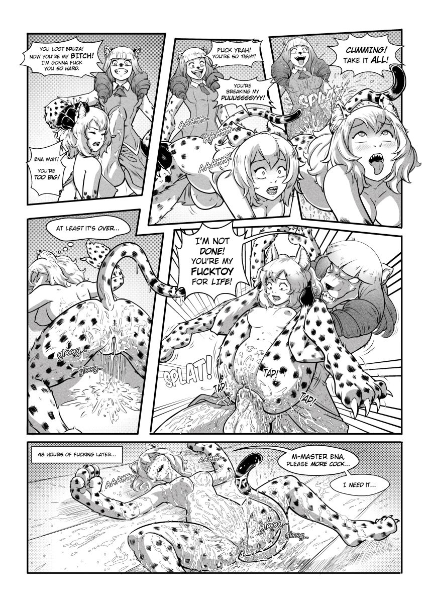 1futa 1girls absurdres ahe_gao anal anthro anthro_on_humanoid anus ass blush breasts broken_rape_victim cheetah_ears cheetah_girl cheetah_tail comic completely_nude cum cum_in_ass cum_in_pussy drill_hair duo female femsub futa_on_female futadom futanari haibuchi_ena highres hours_later humanoid hyena_ears hyena_girl killing_bites medium_breasts monochrome monster_girl mostly_nude nakanishi_eruza nipples nude nude_female pussy pussy_juice rabarsel rape sex spread_legs time_skip twin_drills vaginal_penetration