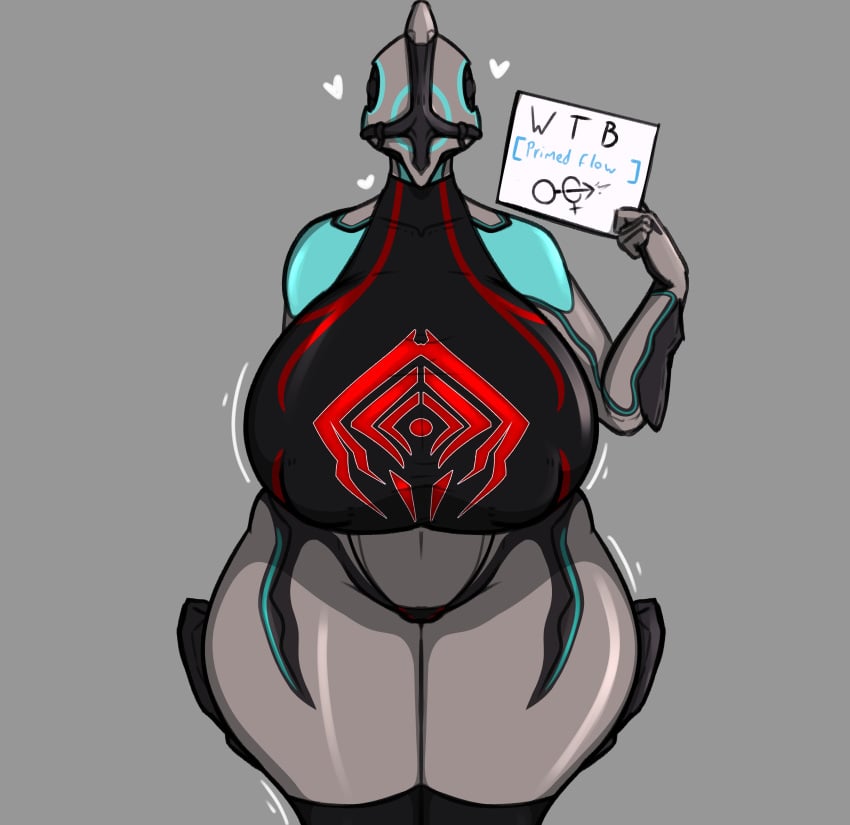 1girls big_breasts breasts female female_only heart hearts_around_head huge_breasts jigglephysics nyx_(warframe) solo thick_thighs warframe wide_hips