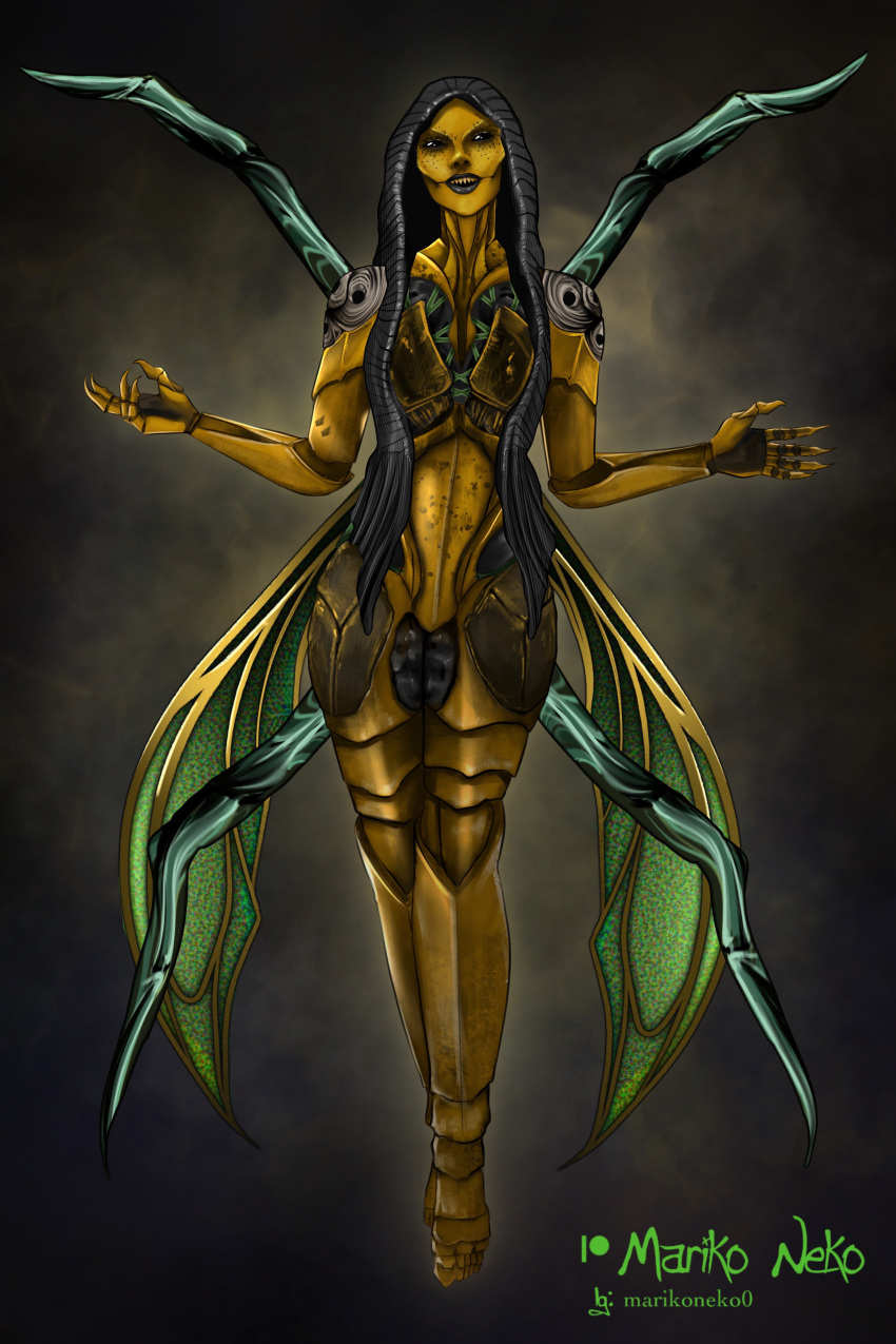 1girls d'vorah insect_wings insects marikoneko marikoneko0 mortal_kombat mortal_kombat_11 nightmare_waifu wings yellow_body