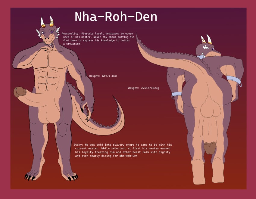 absurd_res anthro argonian ass balls big_balls big_penis bracelet brown_body english_text erection genitals gold_(metal) hi_res horn jewelry looking_at_viewer male microsoft multi_horn muscular muscular_male penis presenting presenting_hindquarters scalie solo text the_elder_scrolls zortrex