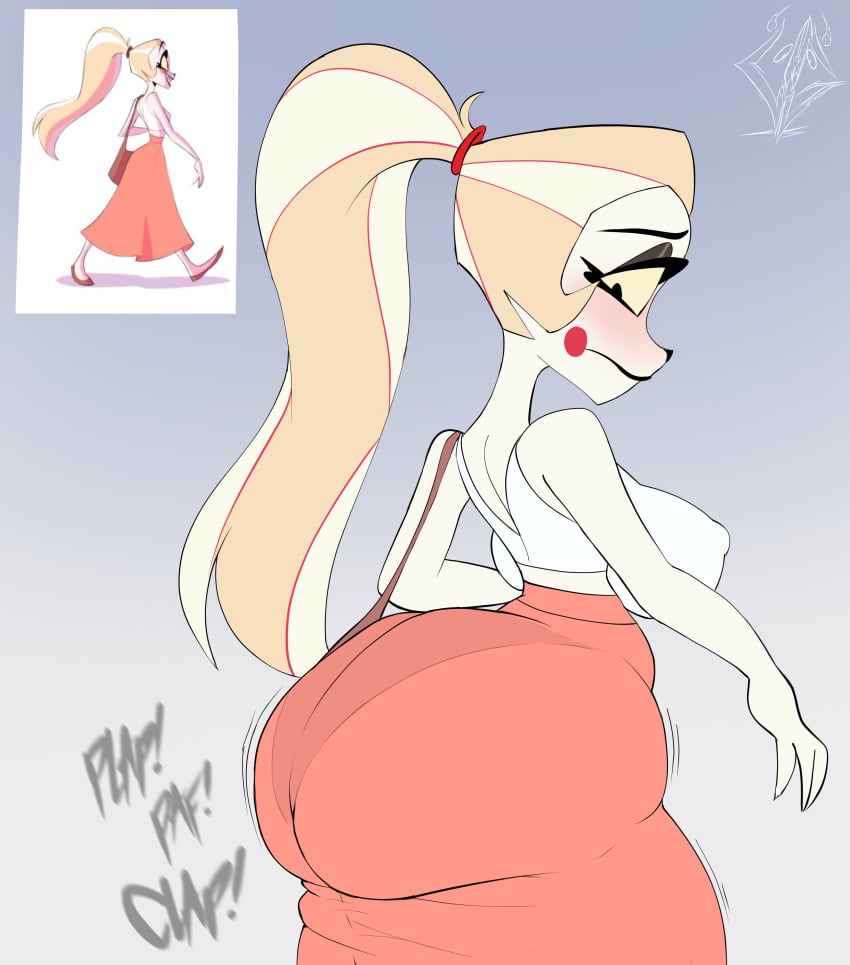 1girls ass ass_clapping bag big_ass blonde_hair bottom_heavy breasts bubble_butt charlie_morningstar_(hazbin_hotel) clapping_cheeks clothing dat_ass demon demon_girl fat_ass female female_only hazbin_hotel huge_ass large_ass massive_ass pantylines png reference_image solo sundress thick_ass thick_thighs underground_(artist) walking white_skin wide_hips