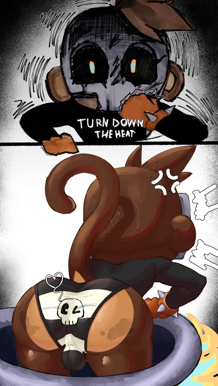 1boy 2025 alternate_version_available angry anthro anthro_only ass ball_bulge balls balls_in_panties bloons bloons_tower_defense boy brown_fur bulge curled_tail ear femboy frustrated fur gloves long_sleeve_shirt long_sleeves male male_only mask monkey monkey_boy monkey_ears monkey_tail monkiebrained no_pants panties pantsless rear_view skull_mask solo solo_male spiked_bracelet spiked_gloves striped_panties sweat sweaty sweaty_body sweaty_head tack_shooter_monkey twink